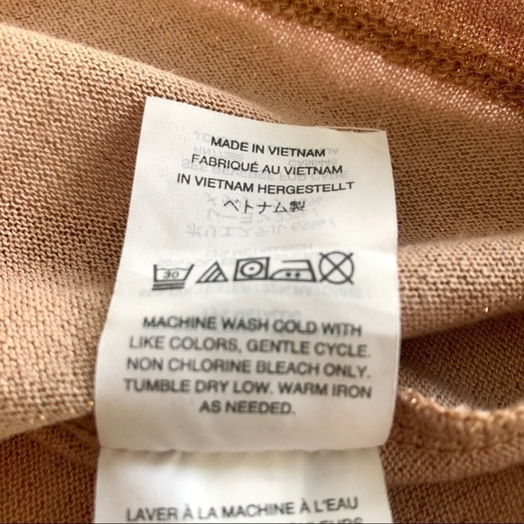 J. Crew Turtleneck Metallic Rose Gold Stretch Knit Ruffle Edge Top size Medium - Picture 15 of 16